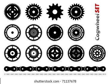 Cogwheel set isolated on the white