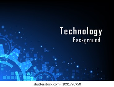 Cogwheel set and pixel board, Technology abstract and communication concept, Vector illustration background.