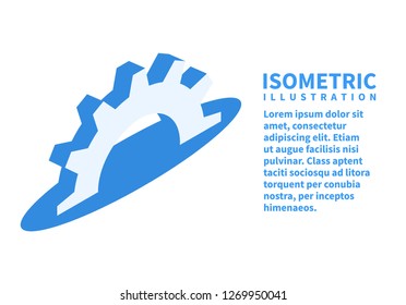 Cogwheel, Settings icon. Isometric template for web design in flat 3D style. Vector illustration.