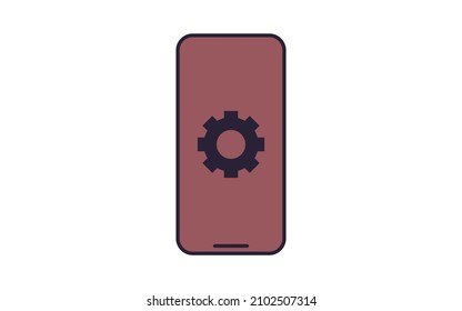 Cogwheel and smartphone flat vector illustration.
