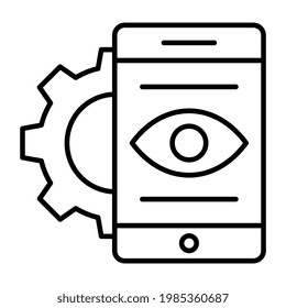 Cogwheel with smartphone, icon of mobile setting