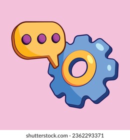 Cogwheel with Speech Bubble Vector Illustration