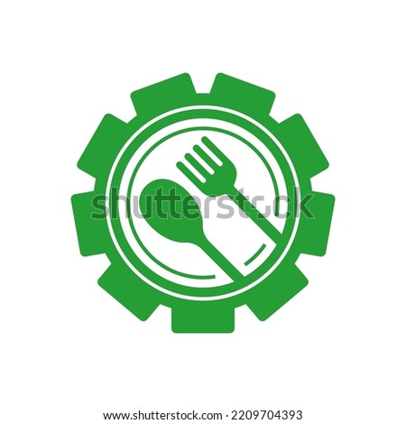 Cogwheel with spoon and fork vector illustration suitable for food industry icon