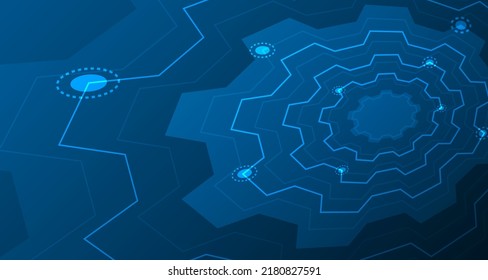 estilo de rueda cognitivo líneas abstractas y puntos de fondo conectados Tecnología de conectividad de datos digitales y conceptos de Big Data EP.2.concepto de comunicación de alta tecnología innovación ilustración vectorial fondo 
