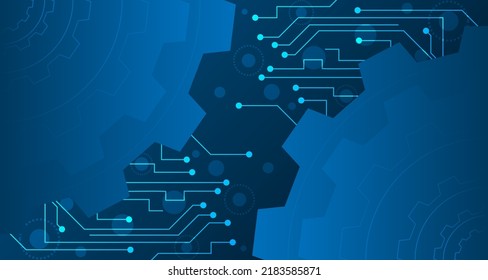 cogwheel style abstract lines and dots connected background Digital Data Connectivity Technology and Big Data Concepts EP.4.hi-tech communication concept innovation vector illustration background 
