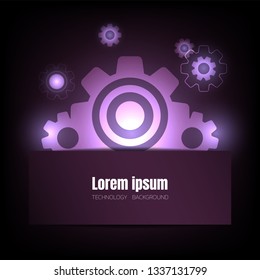 cogwheel technology abstract background, electronic space tag, template for website cover poster banner brochure and more, flat vector design 