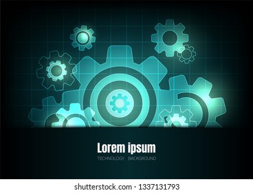 cogwheel technology abstract background, green electronic space tag, template for website cover poster banner brochure and more, flat vector design 