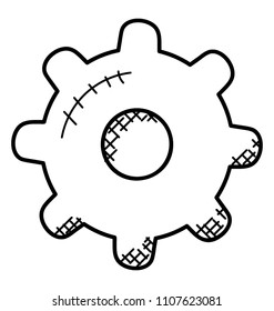 
A cogwheel with teeth describing gear
