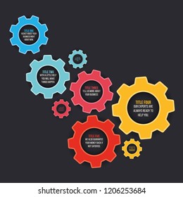 Cogwheel template on a dark background. Vector graphics in corporate colors. Number option template.