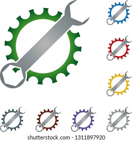 Cogwheel and tool in different colors collection