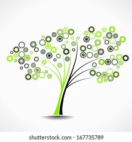 Cogwheel tree abstract vector illustration background