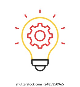 Cogwheel under lightbulb is showing Creative Thinking vector, ready to use