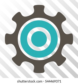 Cogwheel vector icon. Illustration style is flat iconic bicolor grey and cyan symbol on a hatch transparent background.