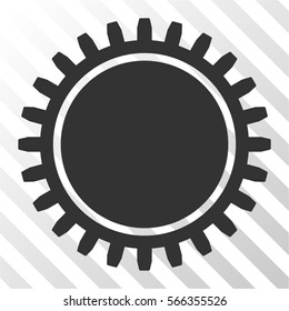 Cogwheel vector icon. Illustration style is flat iconic gray symbol on a hatched transparent background.