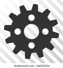 Cogwheel vector icon. Illustration style is flat iconic gray symbol on a hatch transparent background.