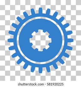 Cogwheel vector icon. Illustration style is a flat iconic cobalt symbol on a transparent background.