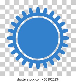 Cogwheel vector icon. Illustration style is a flat iconic cobalt symbol on a transparent background.