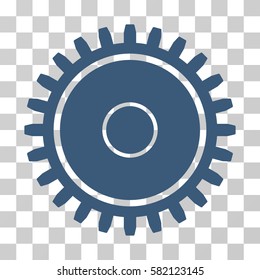 Cogwheel vector icon. Illustration style is a flat iconic blue symbol on a transparent background.