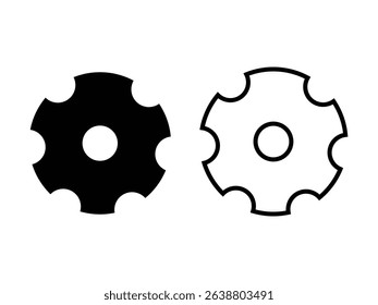 Cogwheel vector icon set. Outline cogwheel mechanism symbol, line and glyph gearwheel sign. Gear vector black icon set on white background. Vector illustration.