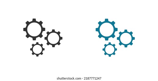 cogwheel vector icon. setting gear icon vector illustration on white background in two different styles.