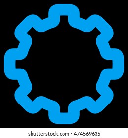 Cogwheel vector icon. Style is contour flat icon symbol, blue color, black background.