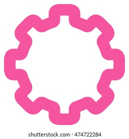 Cogwheel vector icon. Style is contour flat icon symbol, pink color, white background.