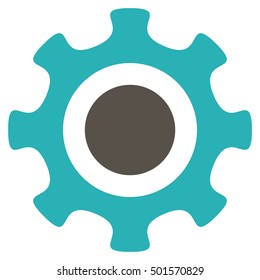 Cogwheel vector icon. Style is flat graphic bicolor symbol, grey and cyan colors, white background.