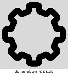 Cogwheel vector icon. Style is stroke flat icon symbol, black color, light gray background.