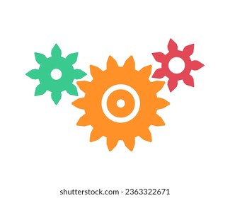 Cogwheel vector illustration. Three cog wheel gears - mechanical engineering technology. Useful for software settings or configuration icon.