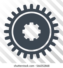 Cogwheel vector pictogram. Illustration style is flat iconic smooth blue symbol on a hatch transparent background.