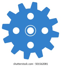 Cogwheel vector pictogram. Style is flat graphic symbol, cobalt color, white background.