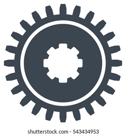 Cogwheel vector pictogram. Style is flat graphic symbol, smooth blue color, white background.