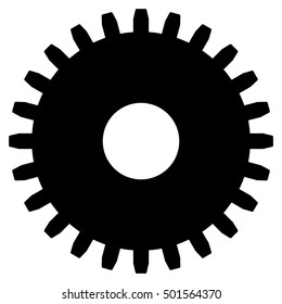 Cogwheel vector pictograph. Style is flat graphic symbol, black color, white background.