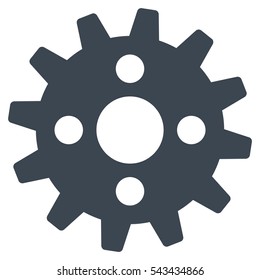 Cogwheel vector pictograph. Style is flat graphic symbol, smooth blue color, white background.