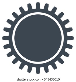 Cogwheel vector pictograph. Style is flat graphic symbol, smooth blue color, white background.