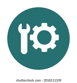 cogwheel white glyph with color background vector icon which can easily modify or edit 