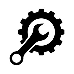 Cogwheel And Wrench Icon. Symbol Of Adjustment, Repairs, Technical Service Or Support. Vector IllustrationVector Illustration