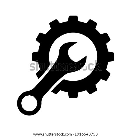 Cogwheel and wrench icon. Symbol of adjustment, repairs, technical service or support. Vector IllustrationVector Illustration