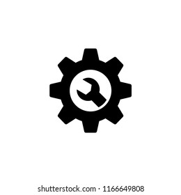 Cogwheel And Wrench Settings Web Icon. Gear And Spanner Maintenance And Service Icon For Websites. Repair Icon