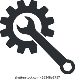 Cogwheel wrench symbol icon. Service tools signs and symbols.