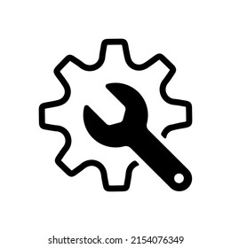 Cogwheel and wrench vector icon illustration