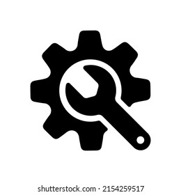 Cogwheel and wrench vector icon illustration