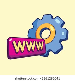 Cogwheel with WWW Http Sign Vector Illustration