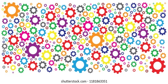 Cogwheels Chaos Brain. Cogwheel, Gear Mechanism Settings Tools. Fun Drawing Vector Gears Person Icon Or Sign. Service Cog Brain Pattern Or Template Banner. Think Big Ideas.