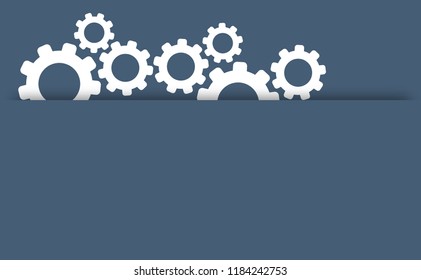 Cogwheels chaos brain. Cogwheel, gear mechanism settings tools. Fun drawing vector gears person icon or sign. Service cog brain pattern or template banner. Think big ideas.