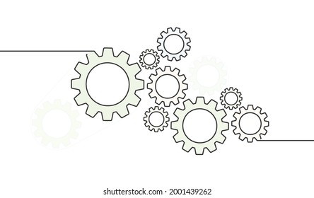 Cogwheels gear wheel mechanisms with lines. Workflow and automation concept, teamwork productivity, business development.