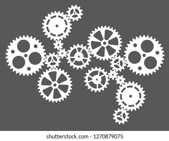 Cogwheels gears connected system. Cooperation or teamwork concept or steampunk style mechanism.