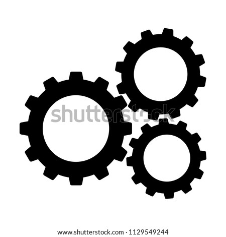 Cogwheels or gears icon. Connected cogwheels in working mechanism. Vector Illustration