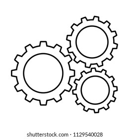 Cogwheels or gears line icon. Connected cogwheels in working mechanism. Vector Illustration