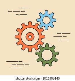 cogwheels, gears vector flat illustration